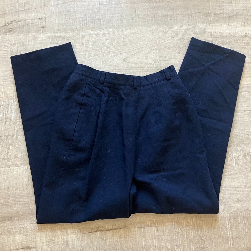 High Rise Blue Wool Slacks - Picture 2 of 3